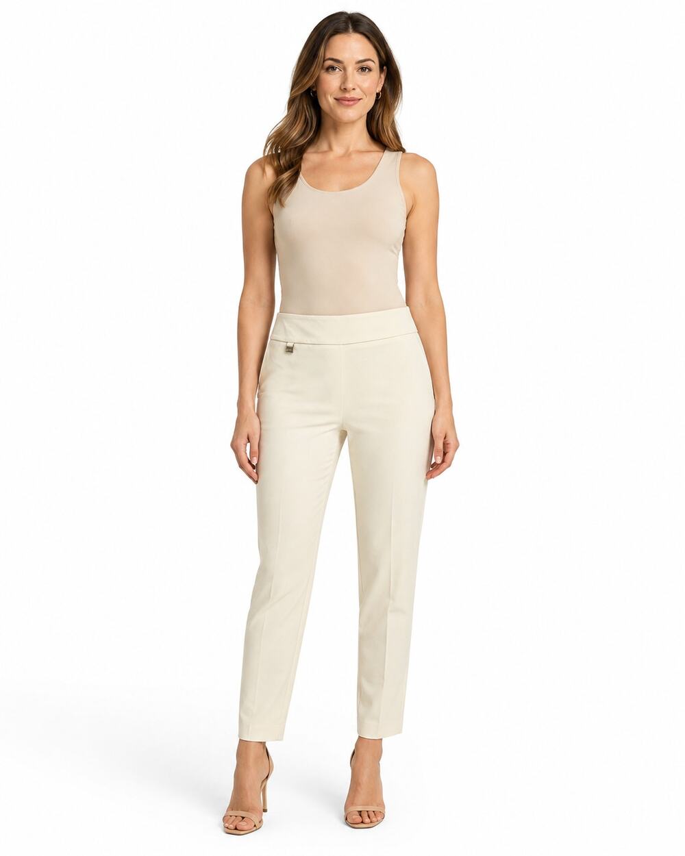 Lisette L Montreal Pull On Slim Ankle Pants Size 6 Cream Winter White Stretch